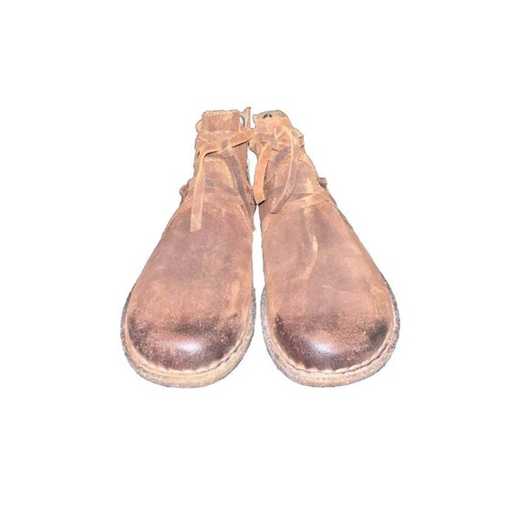 BORN Boots Womens Tarklin Booties Brown Suede Distressed Boho Zip Wrap Lace - Picture 3 of 12